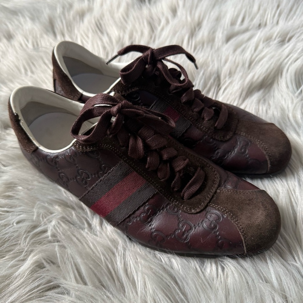 Gucci Brown & Burgundy Stripe Women’s Sneakers